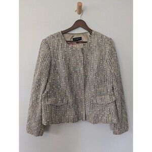 Talbots Womens Tweed Blazer Zip Jacket Metallic Dressy Career Wool 16P $169